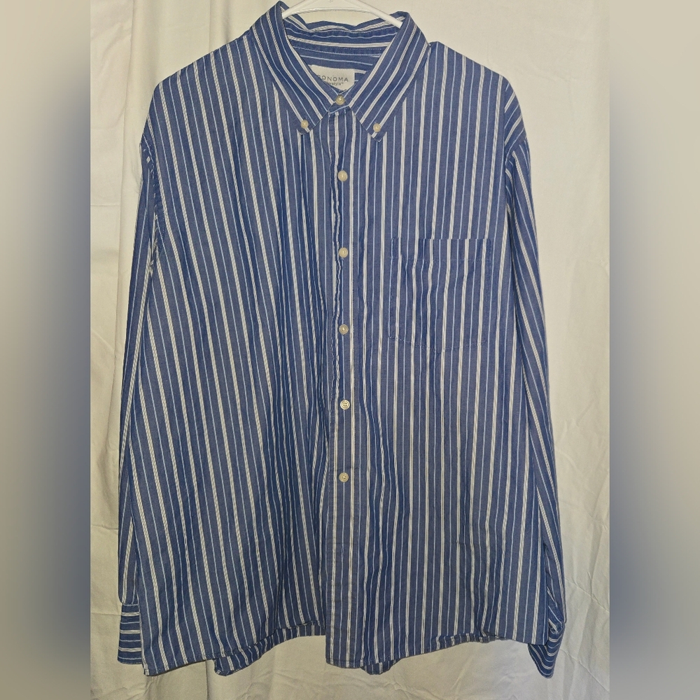 Sonoma Men's Life Style Blue Shirt, XL, 100% Cotton.